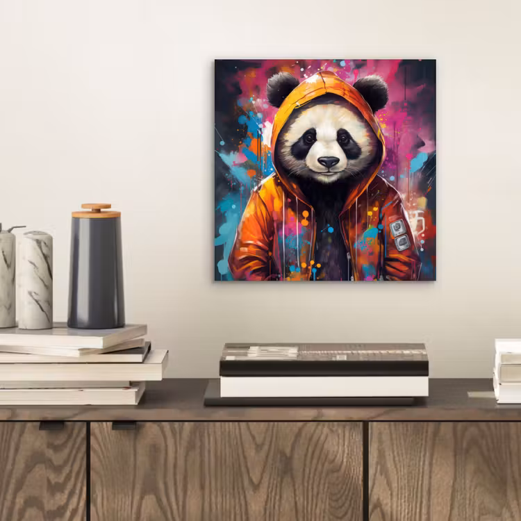 Panda - Jas - Graffiti - Oranje aluminium wit klein -sfeer1