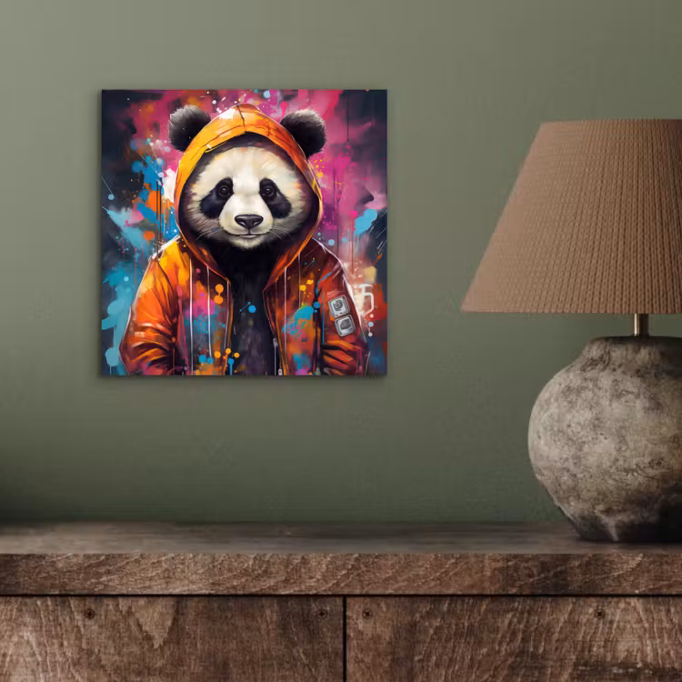 Panda - Jas - Graffiti - Oranje aluminium wit klein -sfeer2