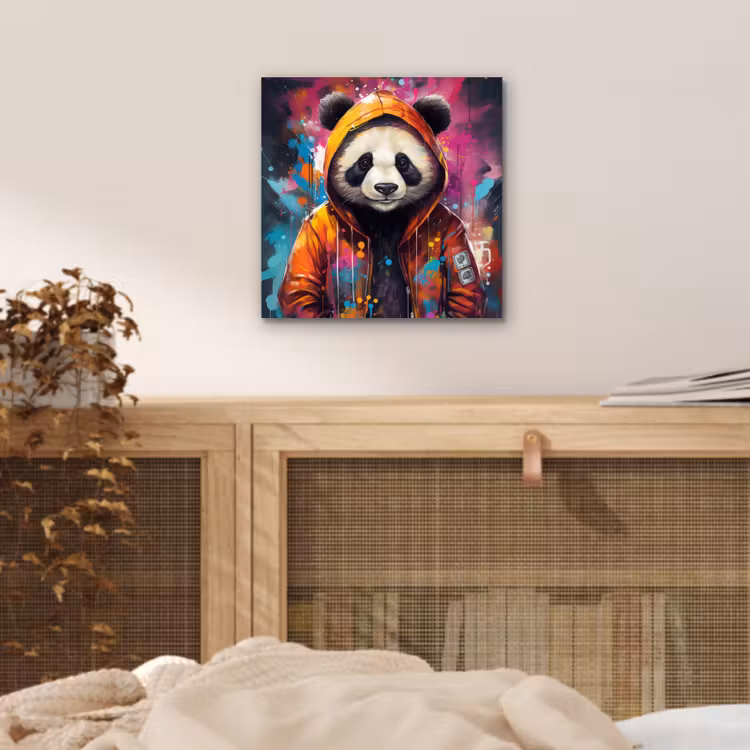 Panda - Jas - Graffiti - Oranje aluminium wit klein -sfeer3