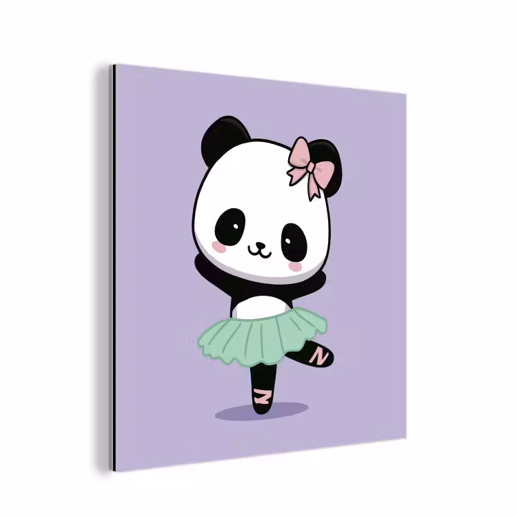 Dansende panda - Paars - Sierlijk - Kawaii aluminium wit klein -3d
