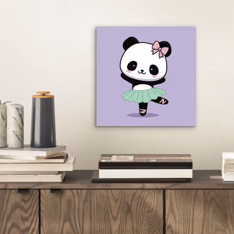 Dansende panda - Paars - Sierlijk - Kawaii aluminium wit klein -sfeer1