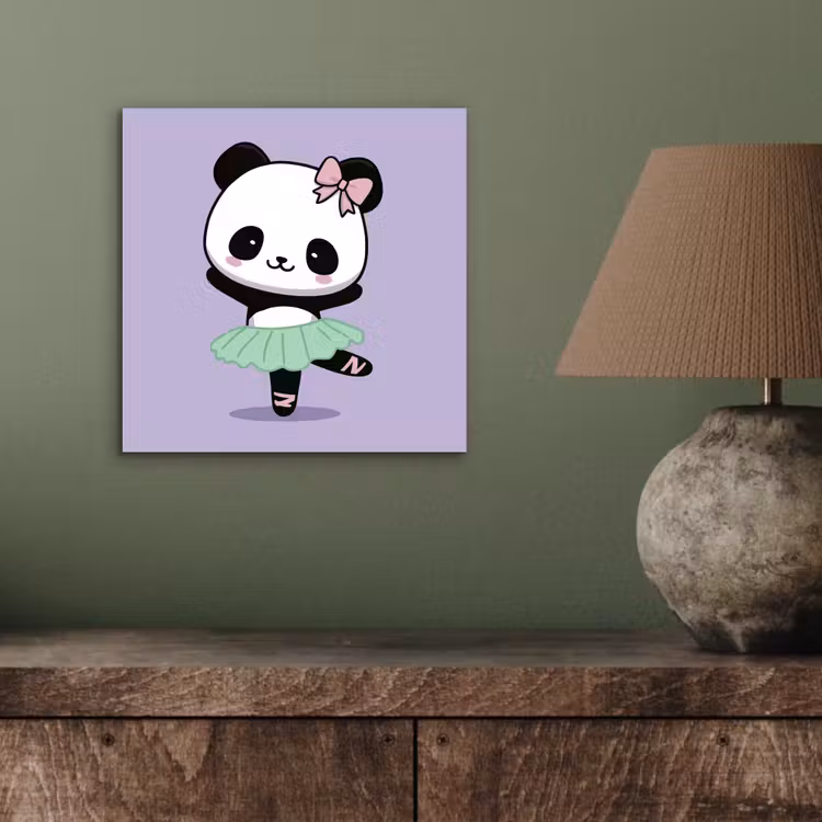 Dansende panda - Paars - Sierlijk - Kawaii aluminium wit klein -sfeer2