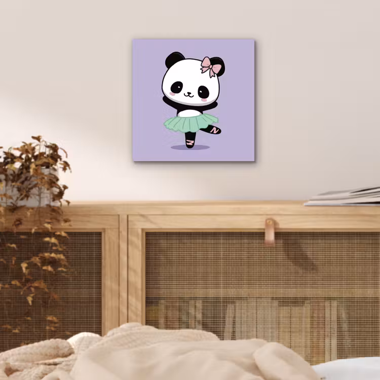 Dansende panda - Paars - Sierlijk - Kawaii aluminium wit klein -sfeer3