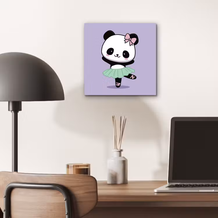 Dansende panda - Paars - Sierlijk - Kawaii aluminium wit klein -sfeer5