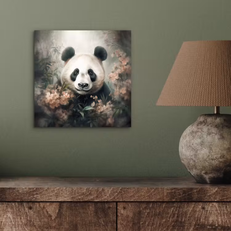 Panda - Dieren - Bloemen - Planten aluminium wit klein -sfeer2