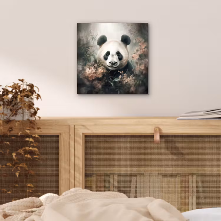 Panda - Dieren - Bloemen - Planten aluminium wit klein -sfeer3