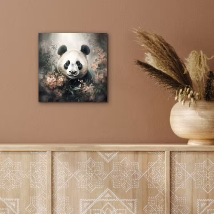 Panda - Dieren - Bloemen - Planten aluminium wit klein -sfeer4