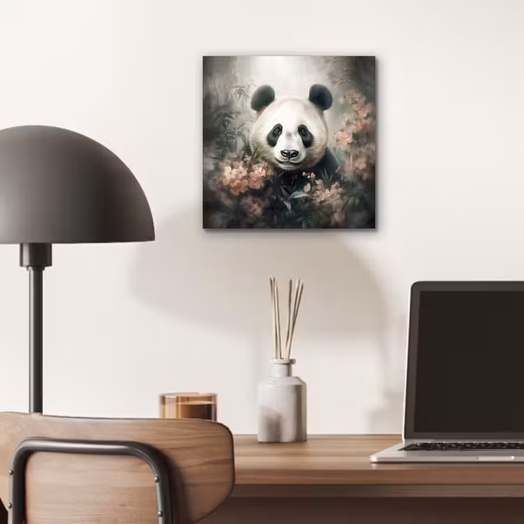 Panda - Dieren - Bloemen - Planten aluminium wit klein -sfeer5
