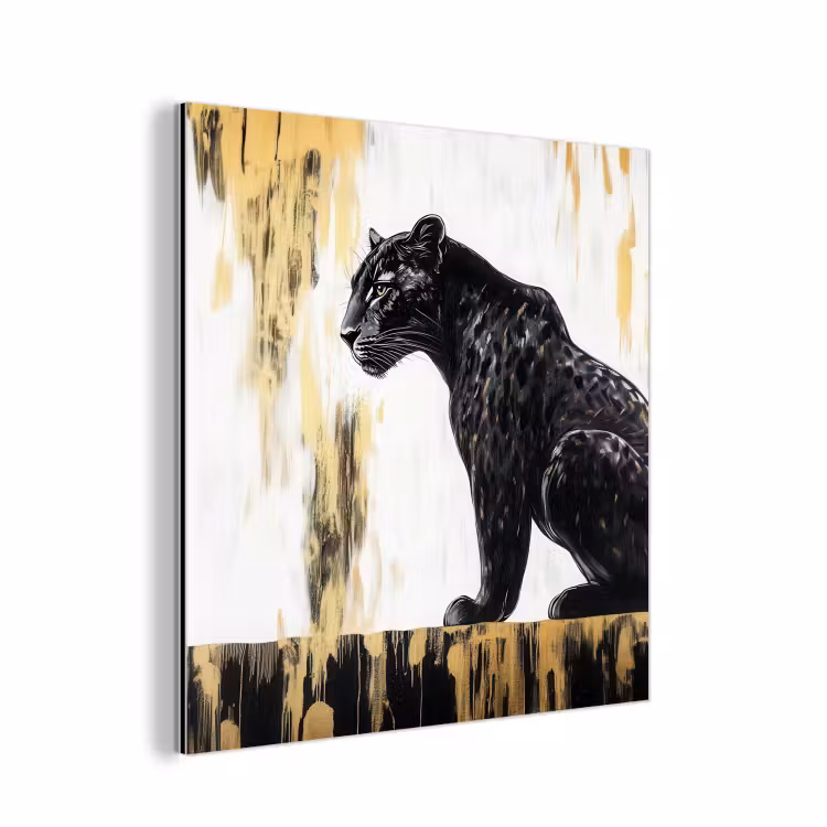 Panter - Zwart - Abstract - Goud aluminium wit klein -3d