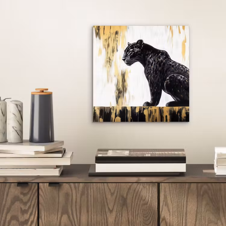 Panter - Zwart - Abstract - Goud aluminium wit klein -sfeer1