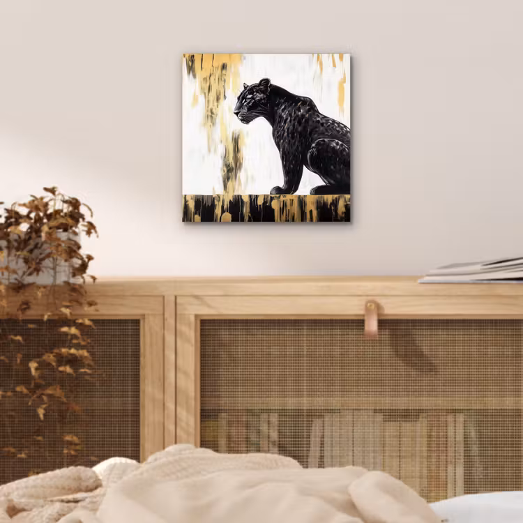 Panter - Zwart - Abstract - Goud aluminium wit klein -sfeer3