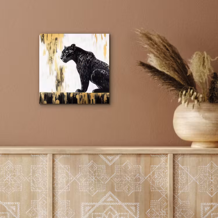 Panter - Zwart - Abstract - Goud aluminium wit klein -sfeer4