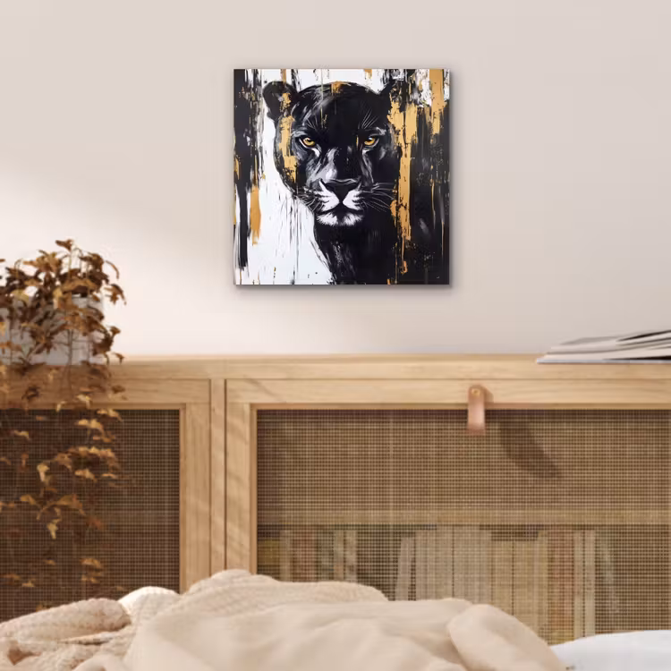 Panter - Zwart - Abstract - Verfstreken aluminium wit klein -sfeer3