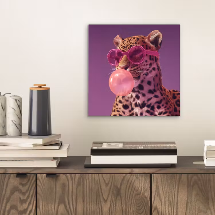 Panter - Zonnebril - Kauwgombel - Roze aluminium wit klein -sfeer1
