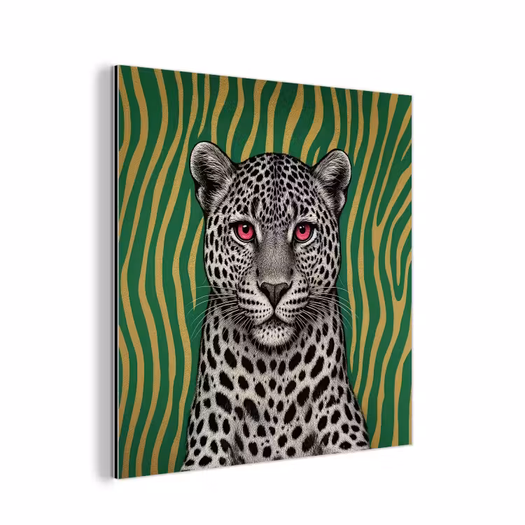Panter - Zebrapatroon - Groen aluminium wit klein -3d