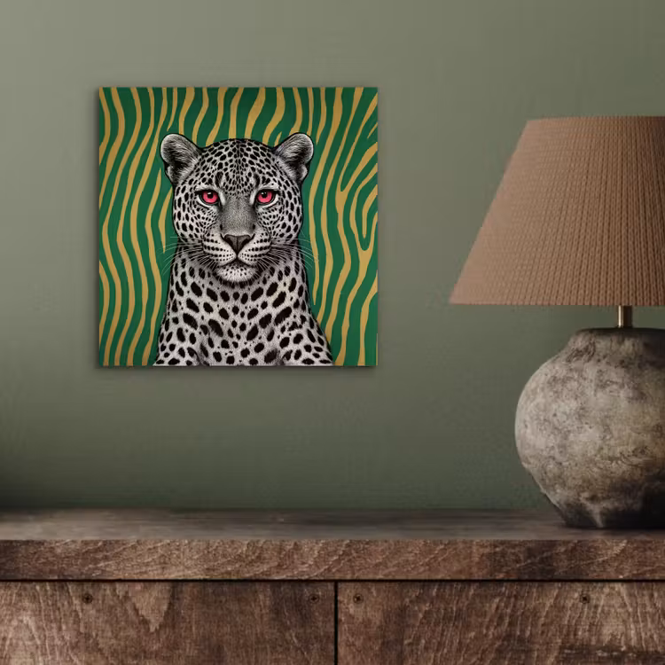 Panter - Zebrapatroon - Groen aluminium wit klein -sfeer2