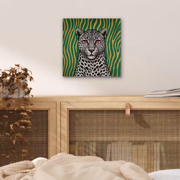 Panter - Zebrapatroon - Groen aluminium wit klein -sfeer3