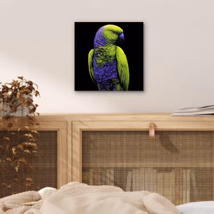 Papegaai - Veren - Opvallend - Groen aluminium wit klein -sfeer3