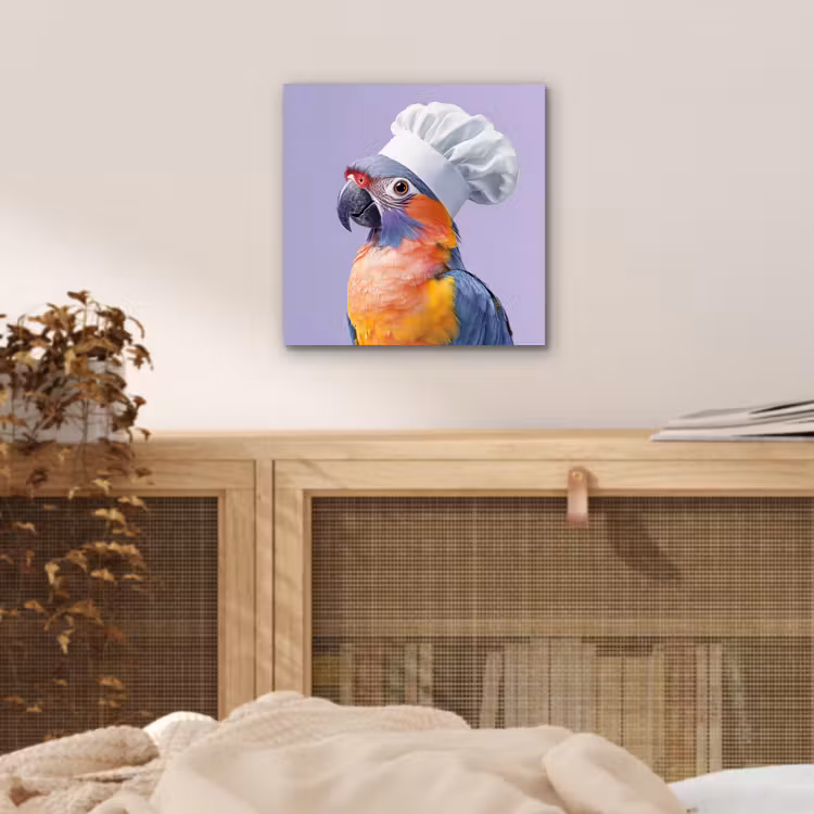 Papegaai - Koksmuts - Paars - Cute aluminium wit klein -sfeer3