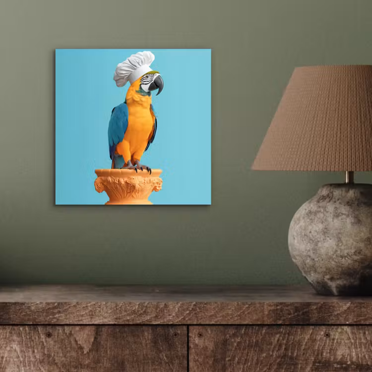 Papegaai - Koksmuts - Grappig - Vogel aluminium wit klein -sfeer2