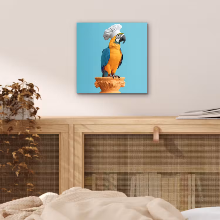 Papegaai - Koksmuts - Grappig - Vogel aluminium wit klein -sfeer3