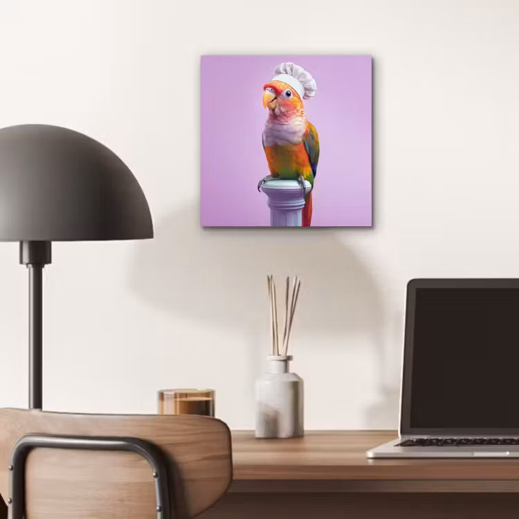 Papegaai - Koksmuts - Pilaar - Vogel aluminium wit klein -sfeer5