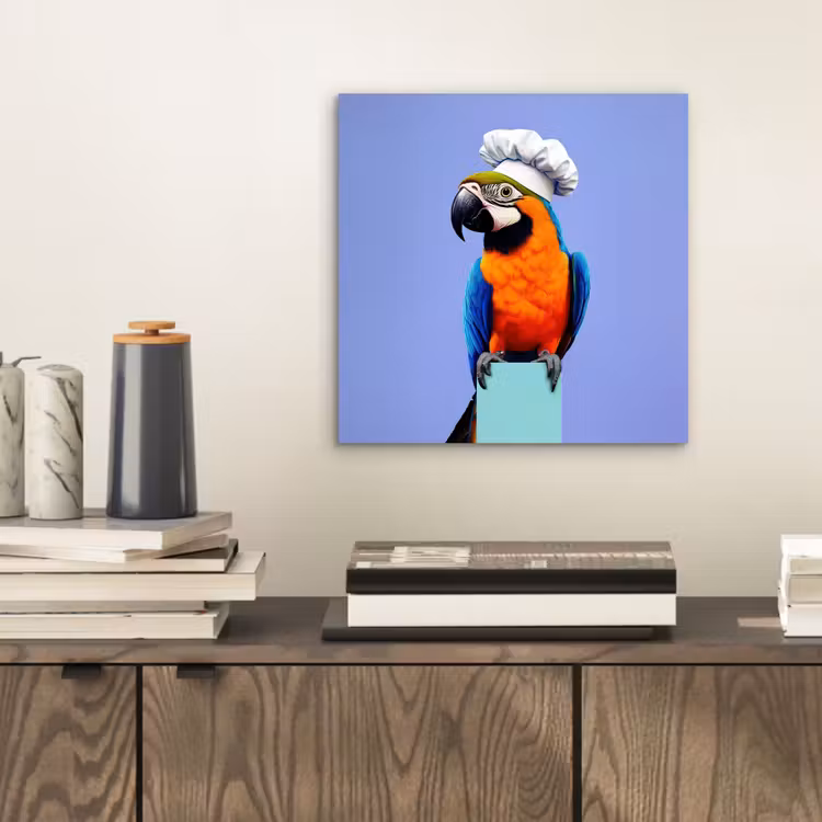 Papegaai - Koksmuts - Vogel - Leuk aluminium wit klein -sfeer1
