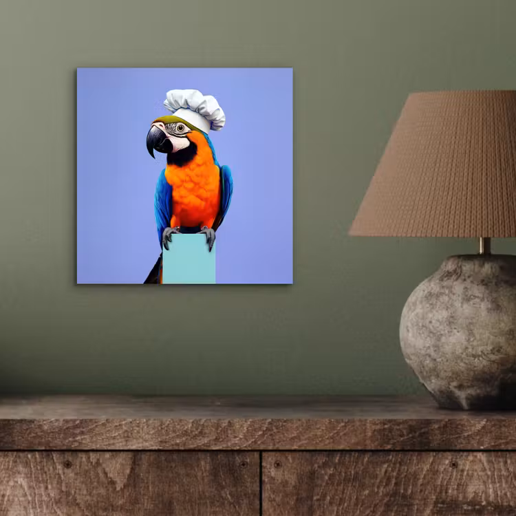 Papegaai - Koksmuts - Vogel - Leuk aluminium wit klein -sfeer2