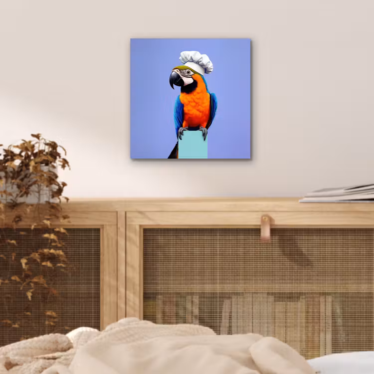 Papegaai - Koksmuts - Vogel - Leuk aluminium wit klein -sfeer3