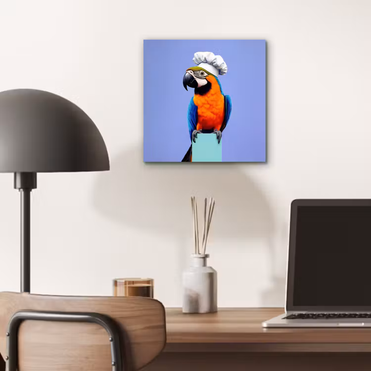 Papegaai - Koksmuts - Vogel - Leuk aluminium wit klein -sfeer5