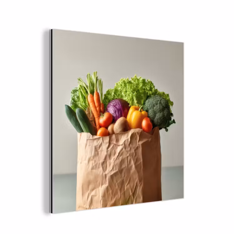 Papieren - Boodschappen - Groente - Kleurrijk aluminium wit klein -3d