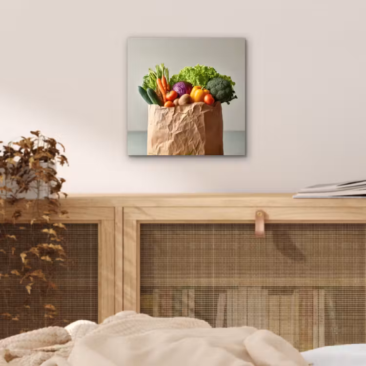 Papieren - Boodschappen - Groente - Kleurrijk aluminium wit klein -sfeer3