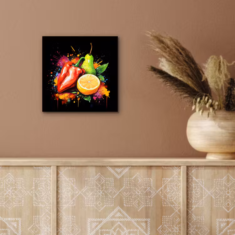 Paprika - Peer - Citroen - Graffiti - Verf - Abstract aluminium wit klein -sfeer4