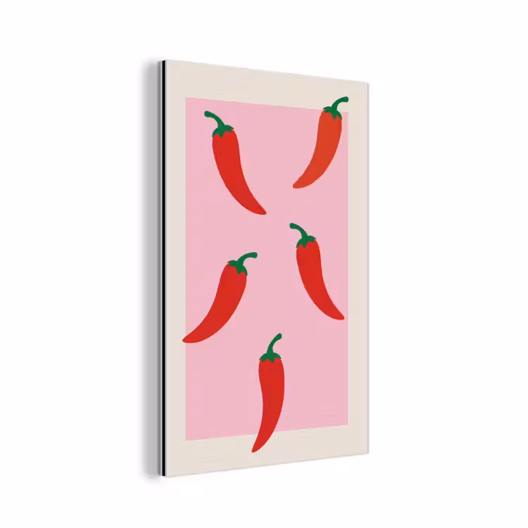 Pepers - Rood - Illustratie aluminium wit klein -3d
