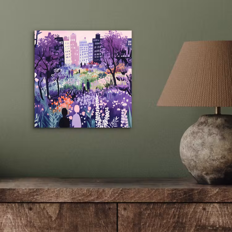 Park - Bomen - Bloemen - Gebouwen aluminium wit klein -sfeer2