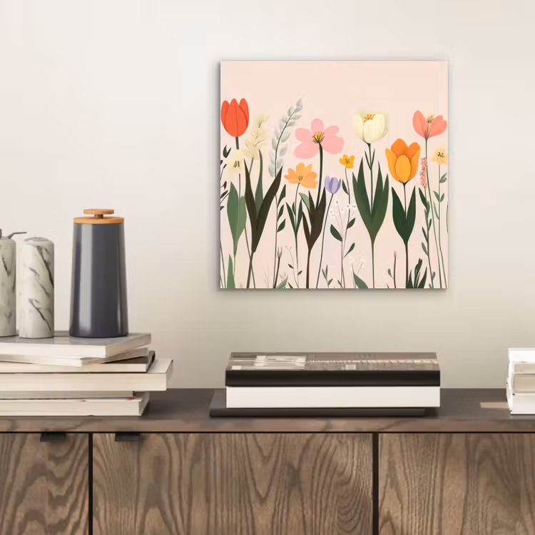 Pasteltinten - Bloemen - Illustratie aluminium wit klein -sfeer1