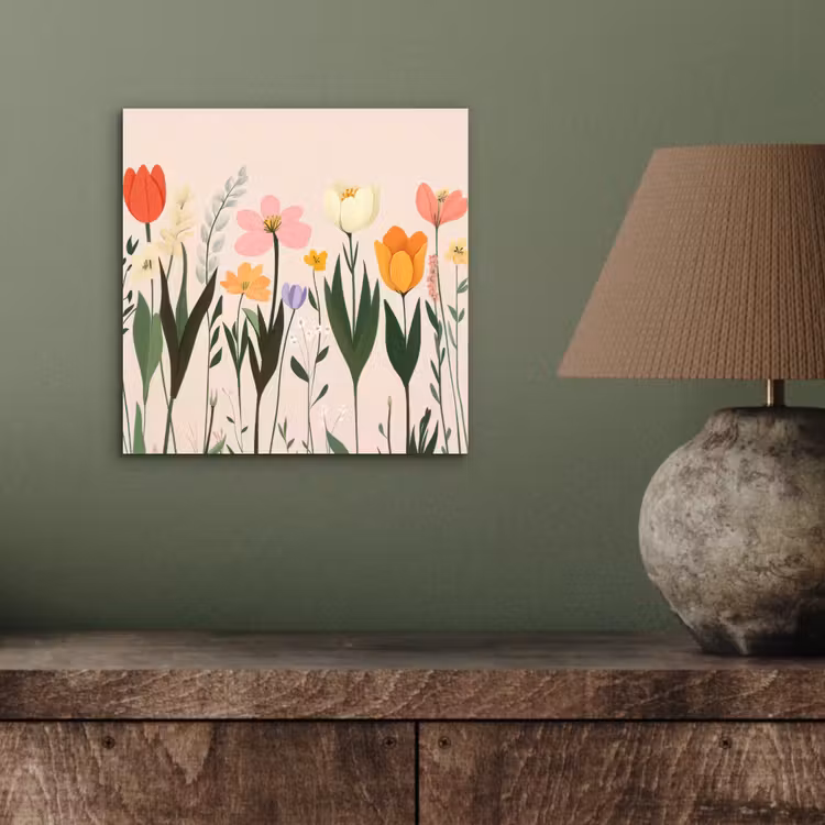 Pasteltinten - Bloemen - Illustratie aluminium wit klein -sfeer2