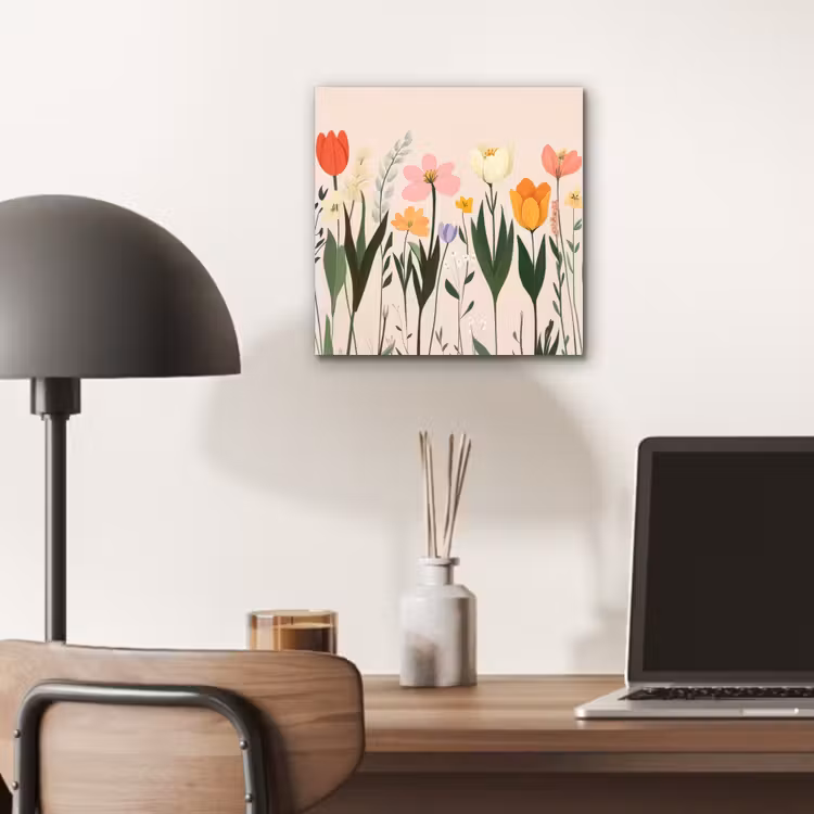 Pasteltinten - Bloemen - Illustratie aluminium wit klein -sfeer5