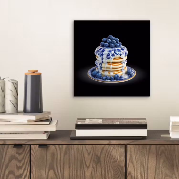 Pannenkoeken - Blauwe Bessen - Bord aluminium wit klein -sfeer1