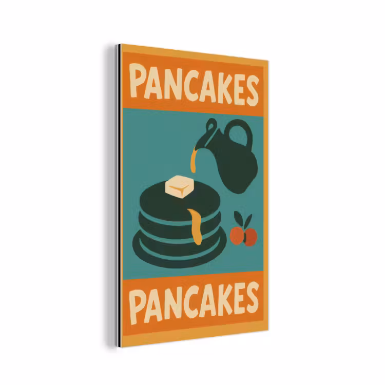 Pannenkoeken - Siroop - Illustratie - Oranje aluminium wit klein -3d
