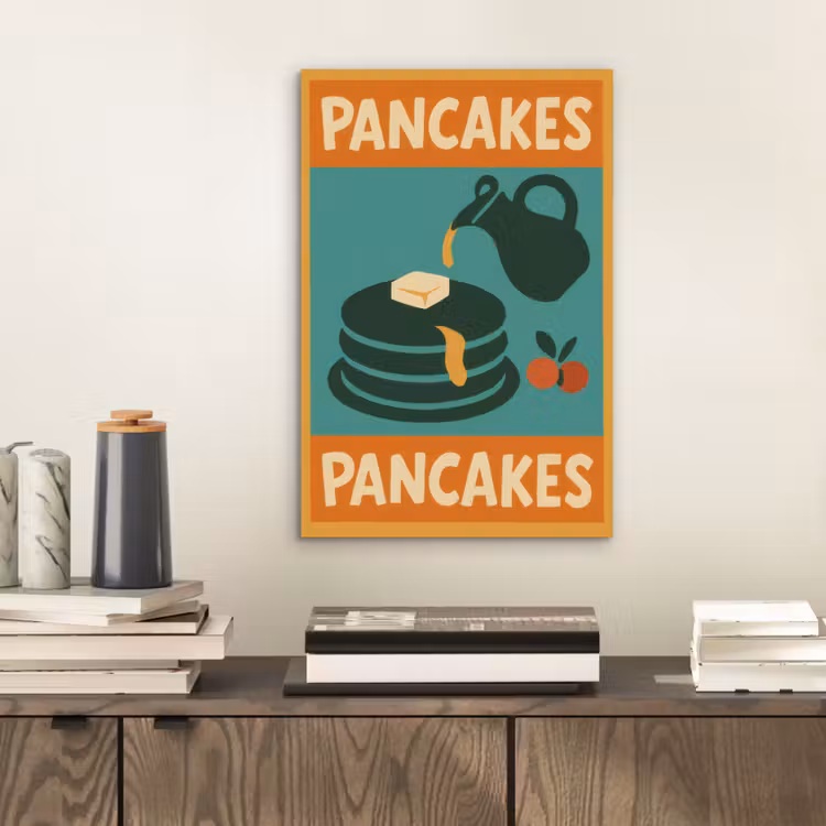 Pannenkoeken - Siroop - Illustratie - Oranje aluminium wit klein -sfeer1