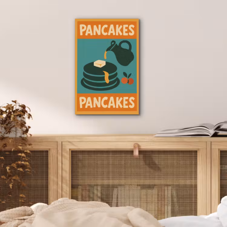 Pannenkoeken - Siroop - Illustratie - Oranje aluminium wit klein -sfeer3