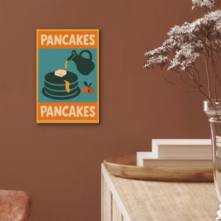 Pannenkoeken - Siroop - Illustratie - Oranje aluminium wit klein -sfeer4
