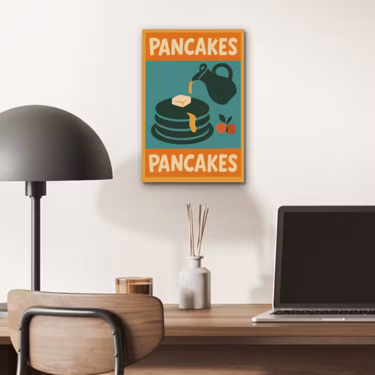 Pannenkoeken - Siroop - Illustratie - Oranje aluminium wit klein -sfeer5