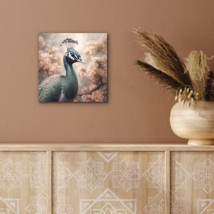 Pauw - Vogels - Bloemen - Boom - Botanisch aluminium wit klein -sfeer4
