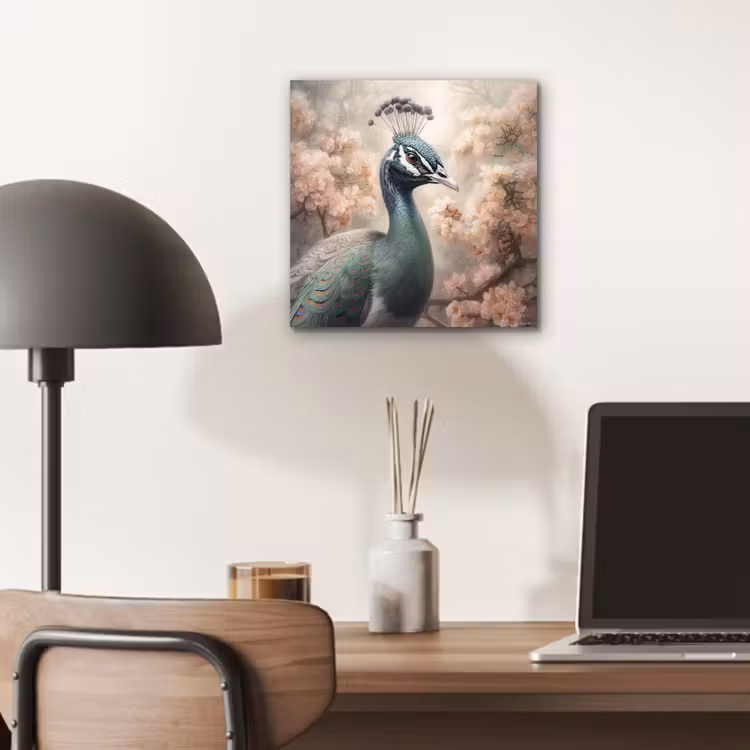 Pauw - Vogels - Bloemen - Boom - Botanisch aluminium wit klein -sfeer5