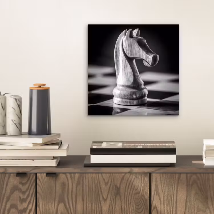 Paard - Hout - Schaalbord - Zwart aluminium wit klein -sfeer1