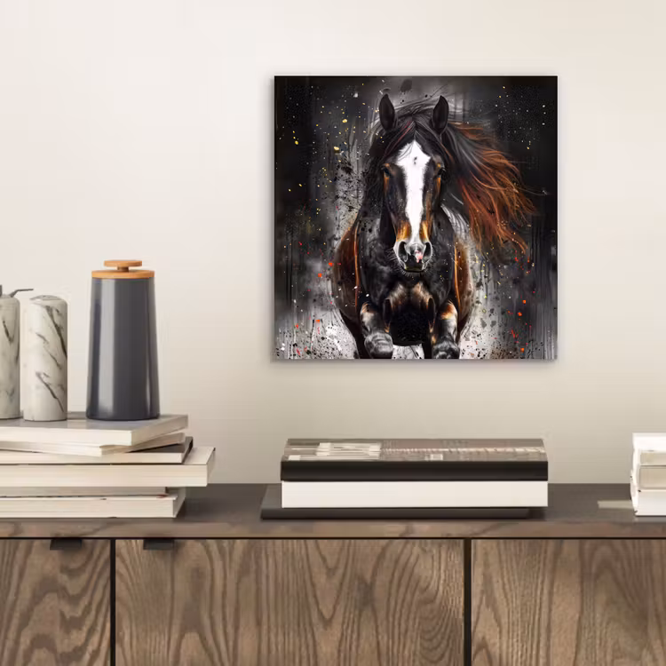 Paard - Dieren - Zwart - Luxe - Modern aluminium wit klein -sfeer1
