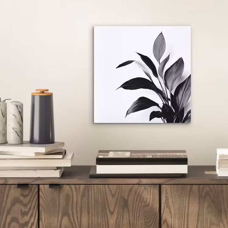 Plant - Bladeren - Minimalistisch - Zwart aluminium wit klein -sfeer1