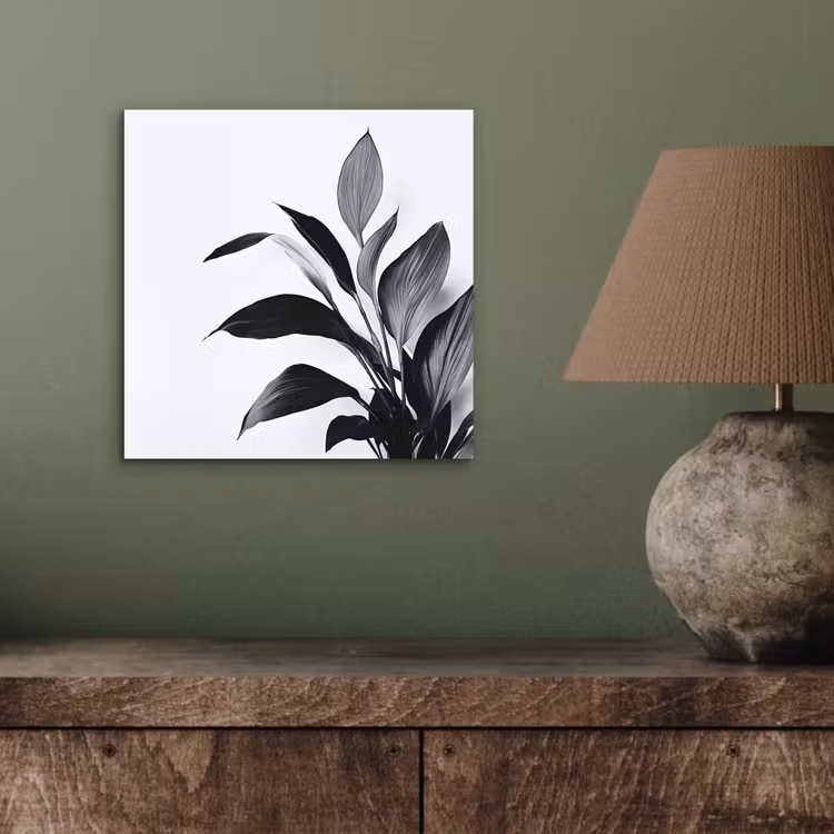 Plant - Bladeren - Minimalistisch - Zwart aluminium wit klein -sfeer2